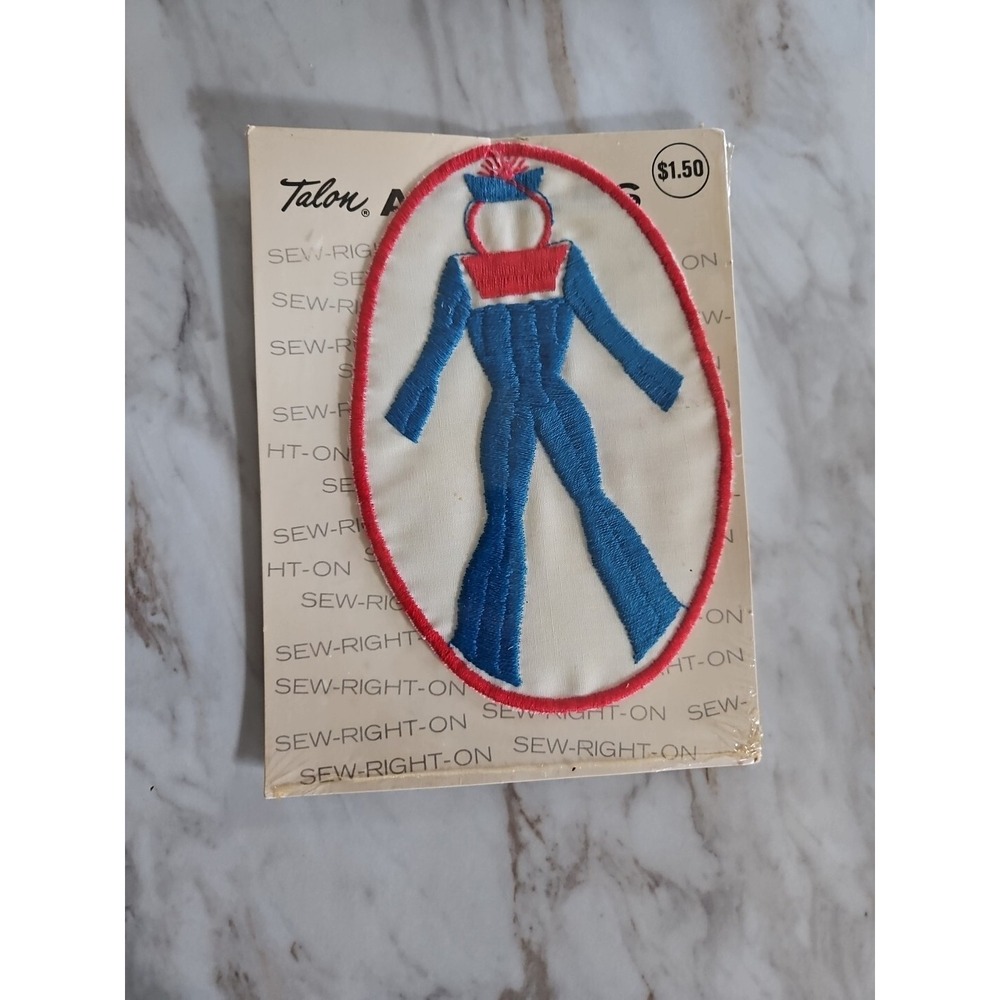 Vintage‎ Sailor Applique Sewing Red Blue White Patriotic Sew On Patch Talon 1971
